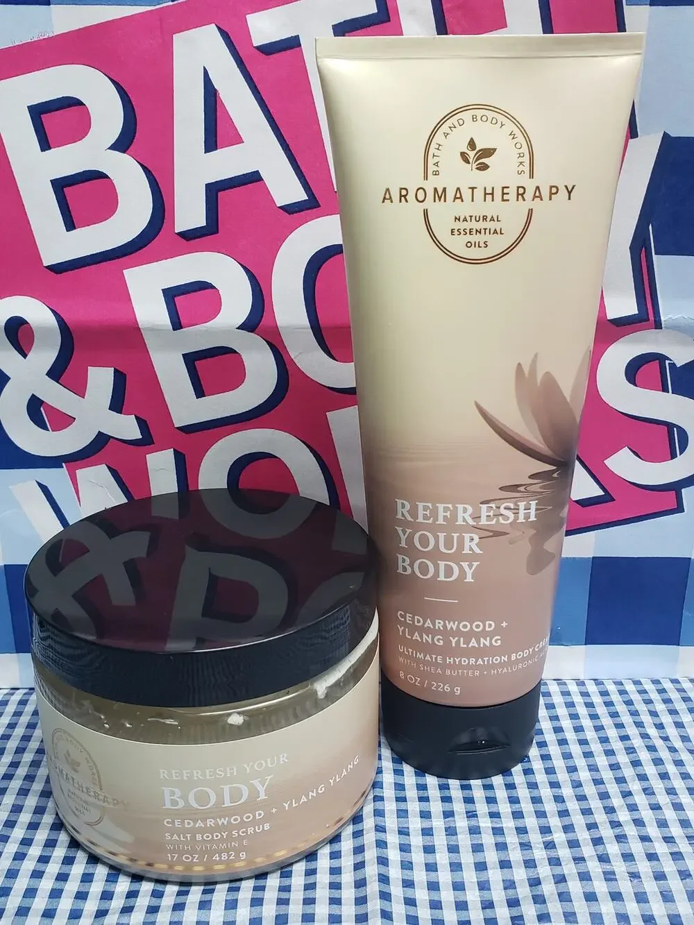 BBW Refresh Your Body Cedarwood + Ylang Ylang Aromatherapy Body Scrub & Cream